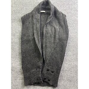 Arze Cardigan Sweater Womens One‎ Size Grey Wool Alpaca Ribbed Shawl Collar